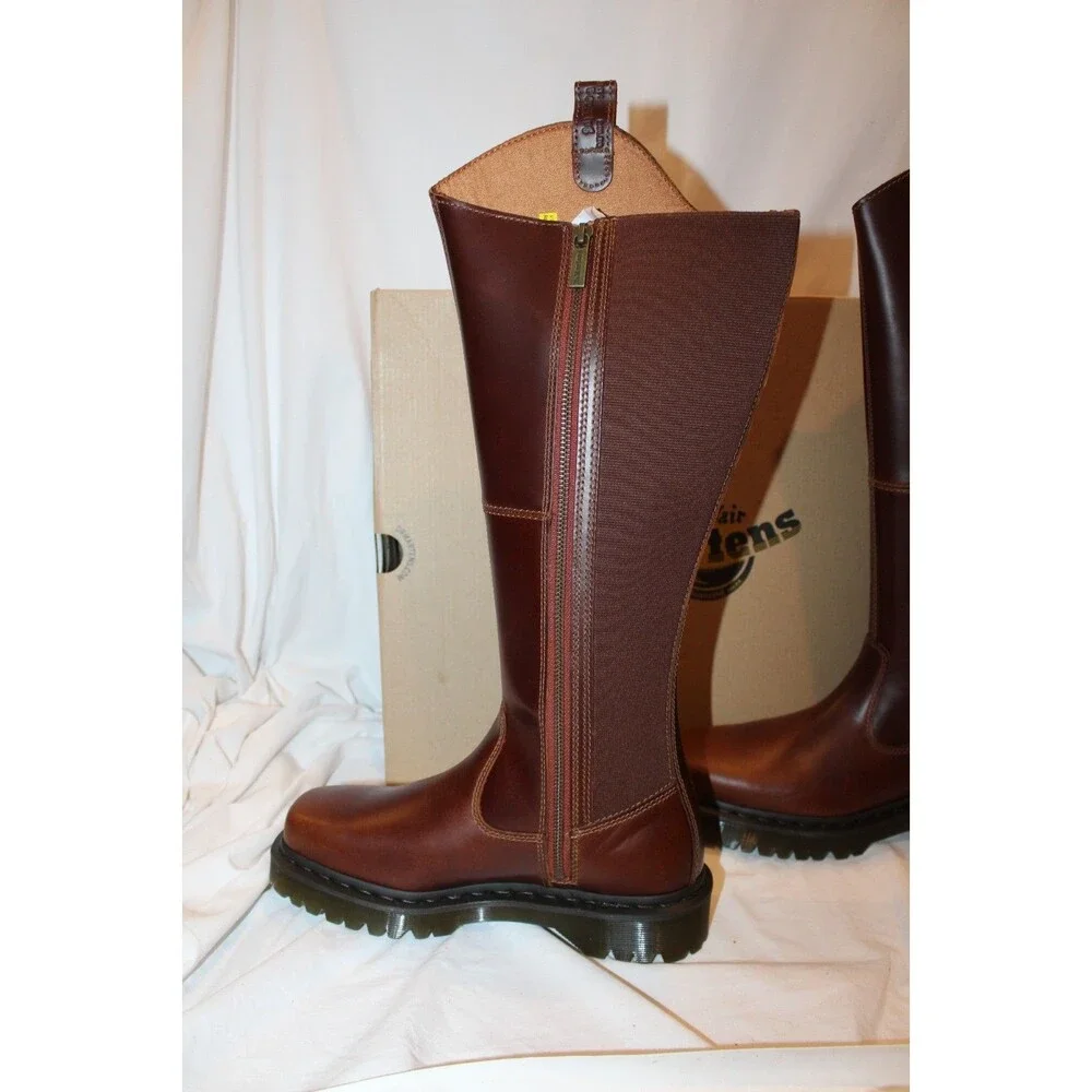 Dr. Martens Women's Amaayah Hi Orleans Tall Riding Boots Butterscotch Brown 7